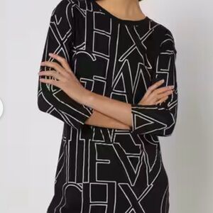 Armani Exchange Black and White Geometric Dress